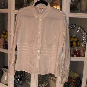 Talbots White Cotton Stretch Button-down Shirt